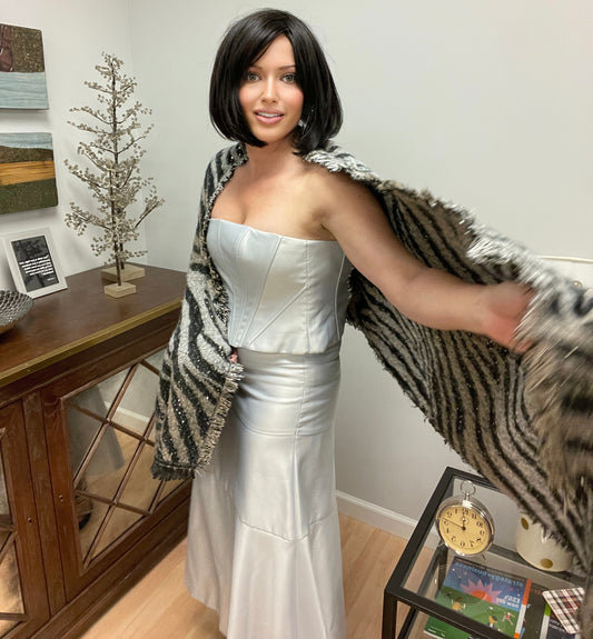 BCBG MaxAzria Corset Top & Skirt-Vintage/Silver EUC