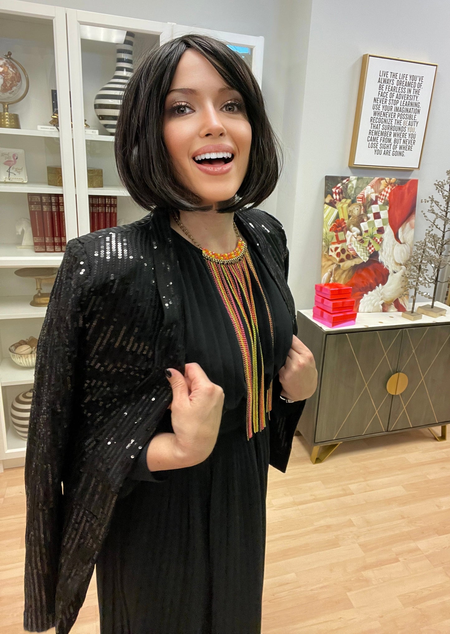 Neiman Marcus Black Sequin Blazer Jacket-Vintage/Black EUC