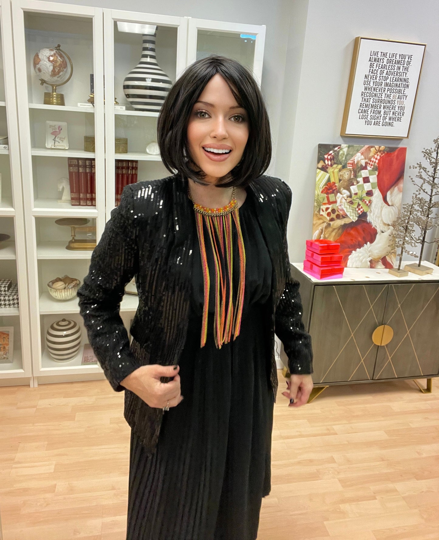 Neiman Marcus Black Sequin Blazer Jacket-Vintage/Black EUC