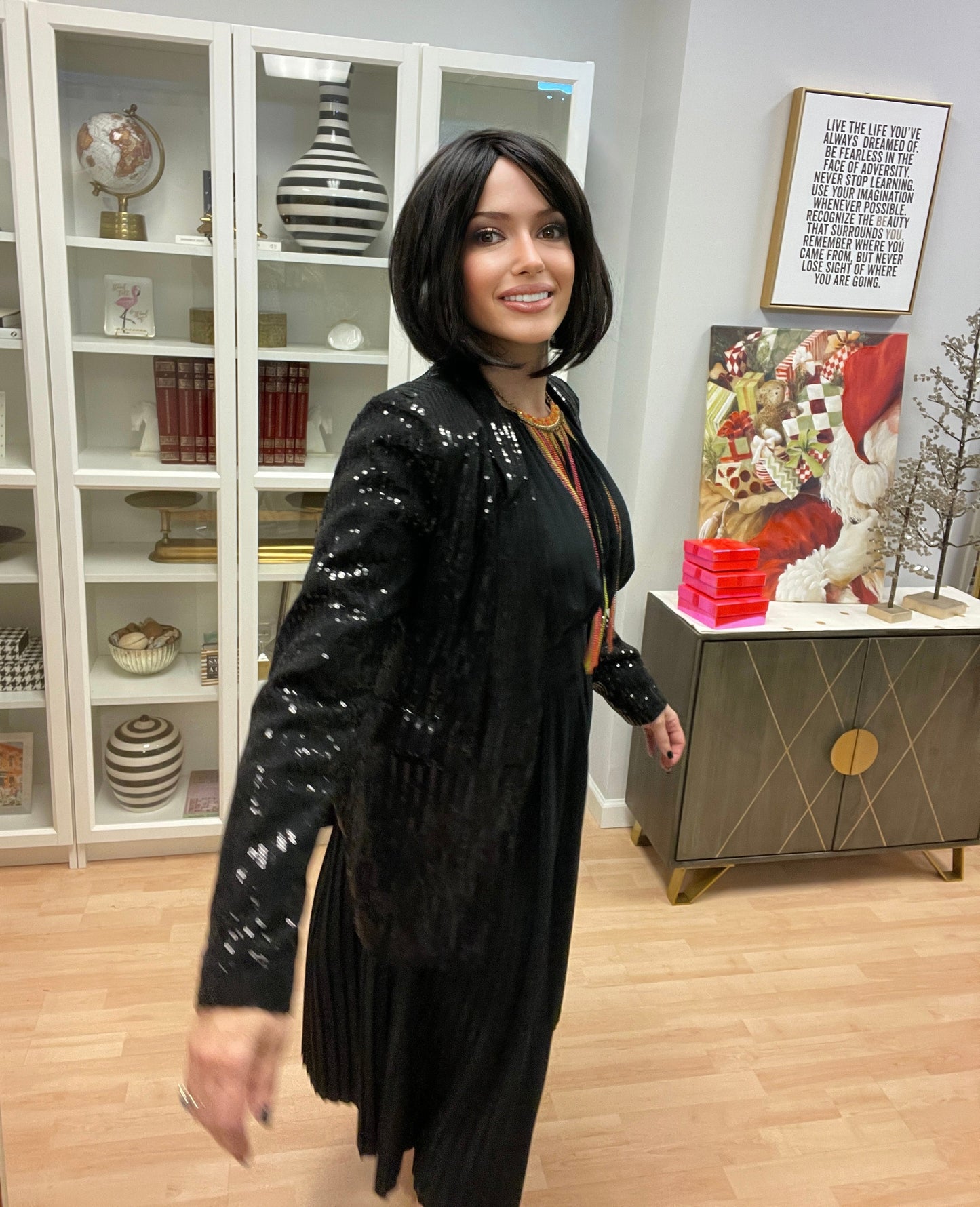 Neiman Marcus Black Sequin Blazer Jacket-Vintage/Black EUC