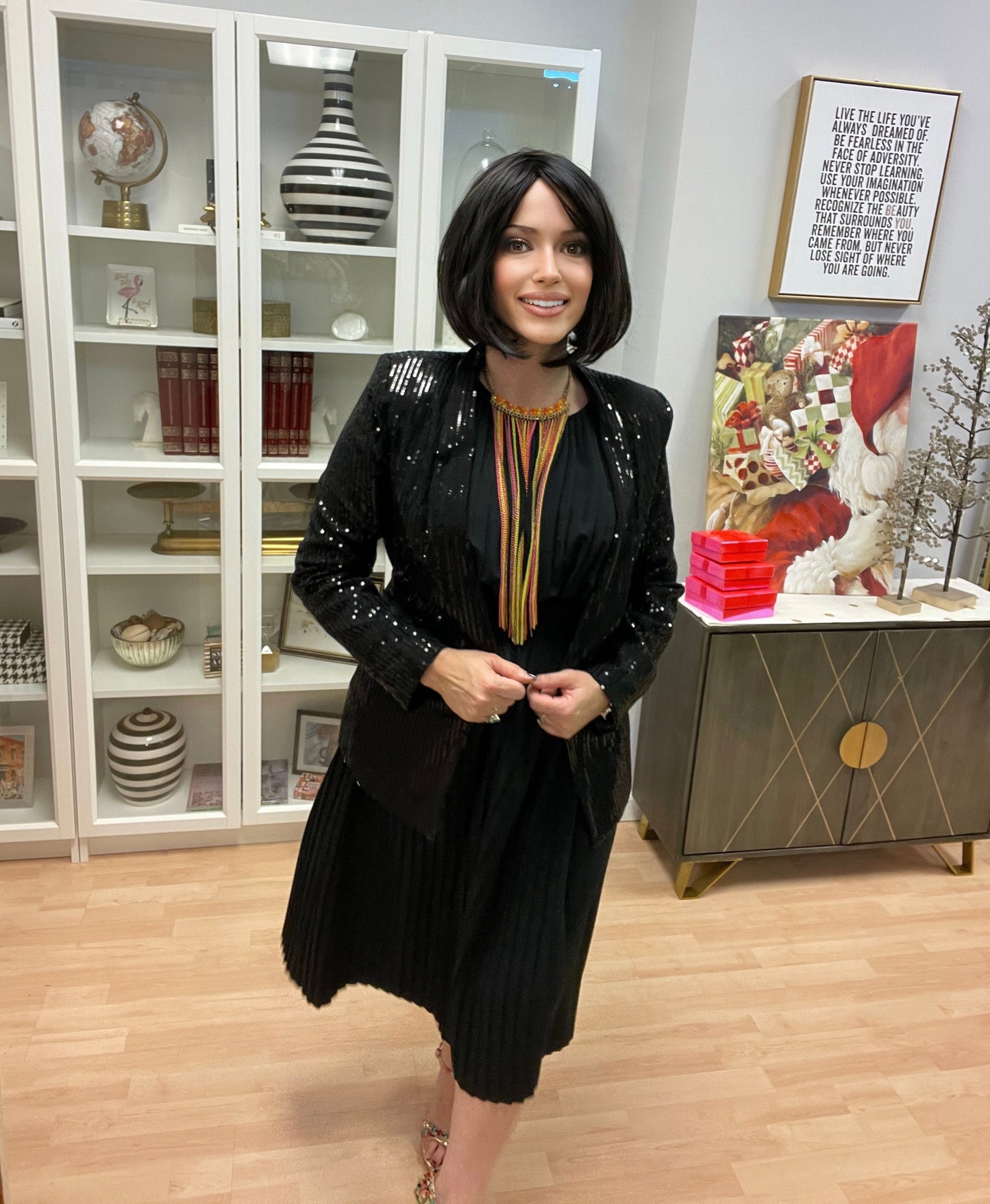 Neiman Marcus Black Sequin Blazer Jacket-Vintage/Black EUC