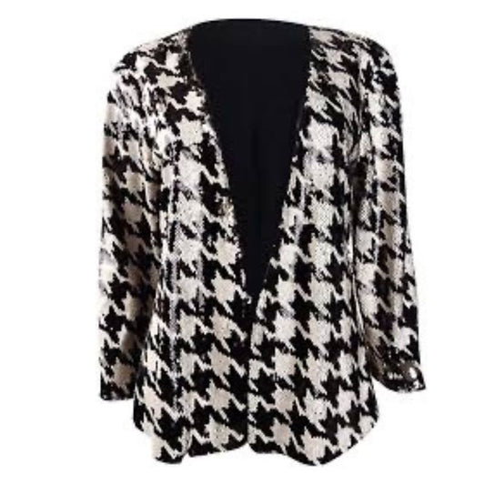 INC Glitz Runway Houndstooth Sequin Blazer Jacket NWT