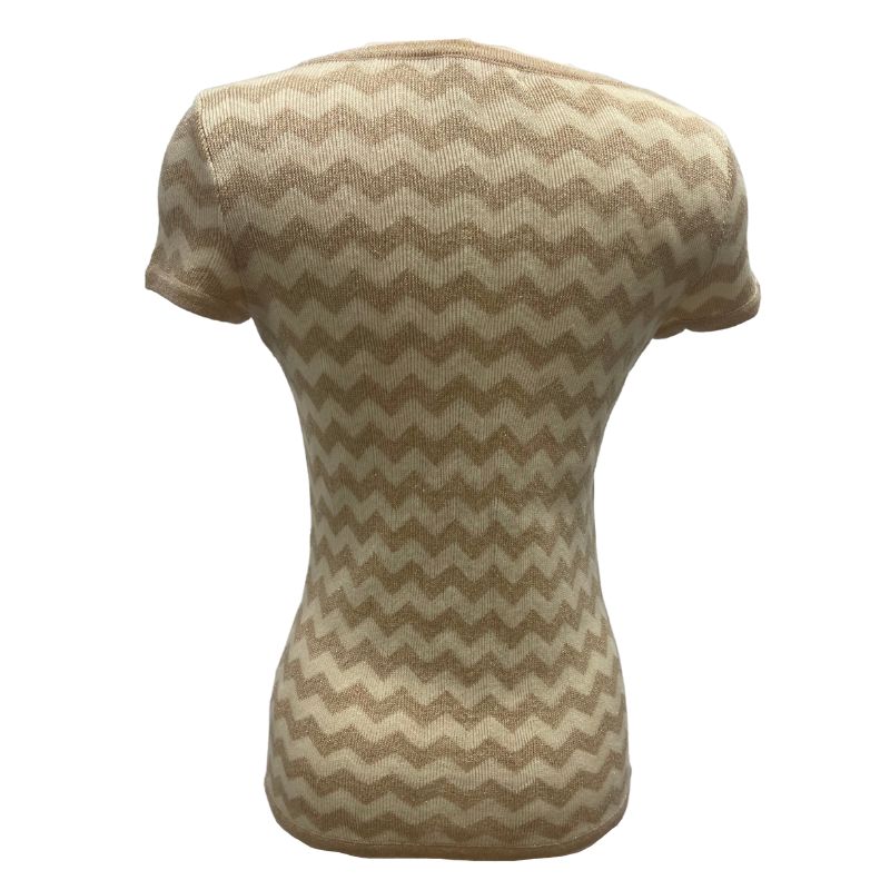 Lilly Pulitzer Sydney Chevron Zigzag Short Sleeve Sweater Top-Gold NWOT
