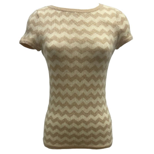 Lilly Pulitzer Sydney Chevron Zigzag Short Sleeve Sweater Top-Gold NWOT
