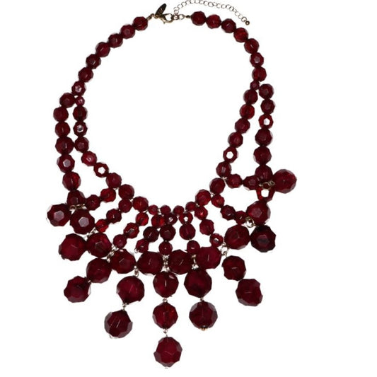 NY Bead Necklace-Burgundy