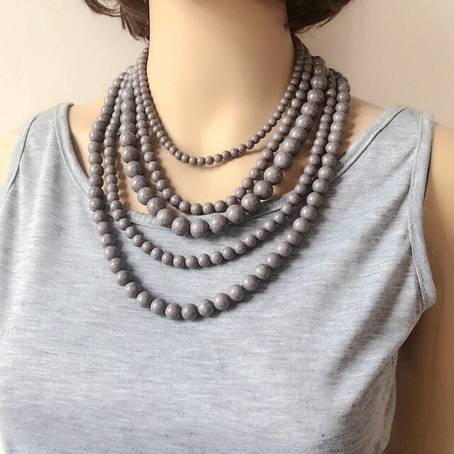 Five Layer Bead Collar Statement Necklace-Multiple Options