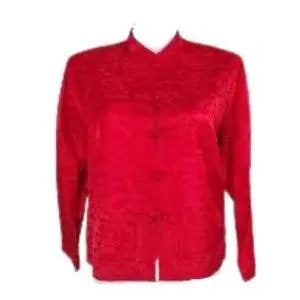 Chico's Design Red Silk Oriental Button Blazer Jacket + Black Ruffle Bikini + Rafi & Ro Black Lace Pants