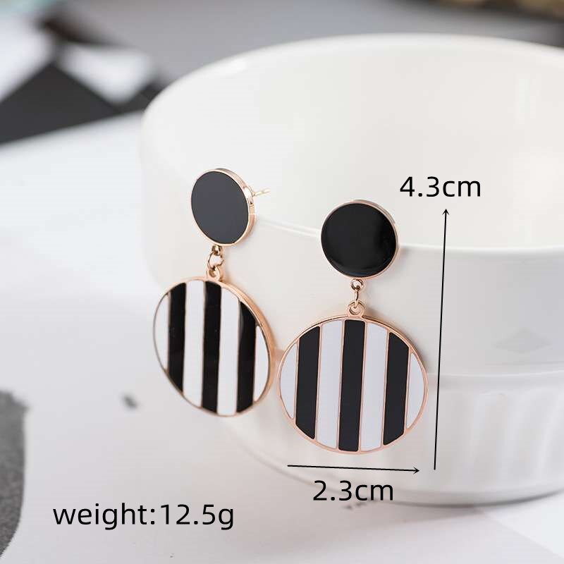 Black White Striped Drop Earrings-Multiple Options
