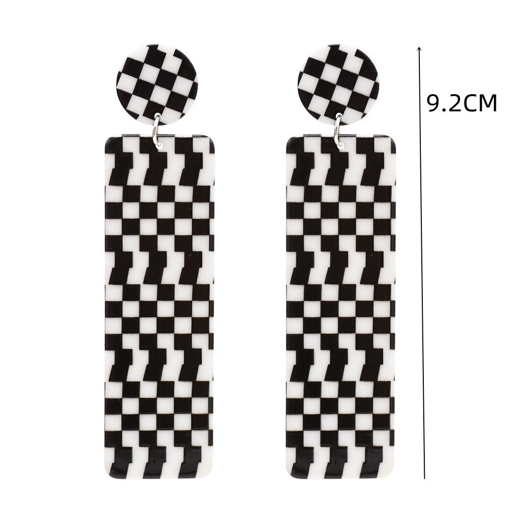 Black White Striped Drop Earrings-Multiple Options
