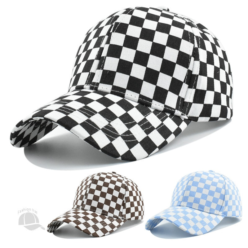 Checkerboard Unisex Ballcap-Black/White