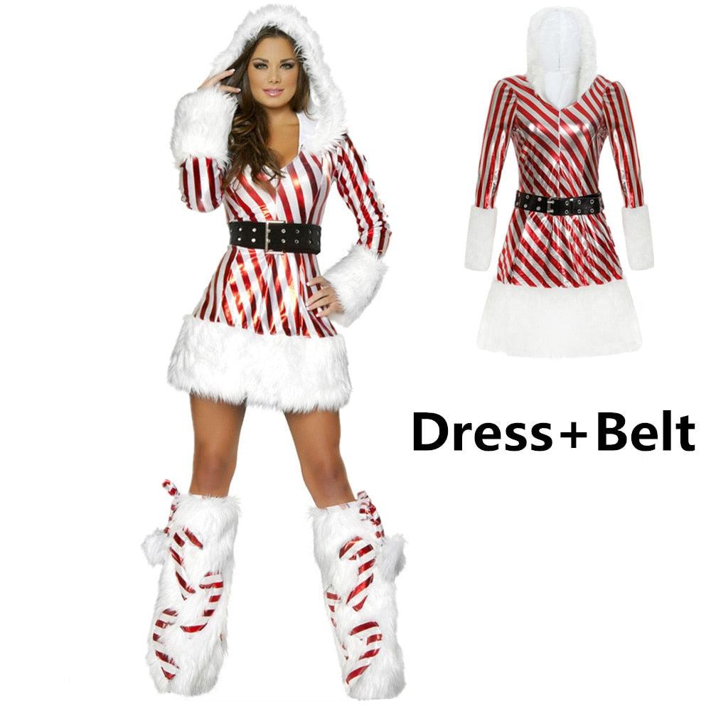 Hooded Santa Clause Cosplay Costume-Womens
