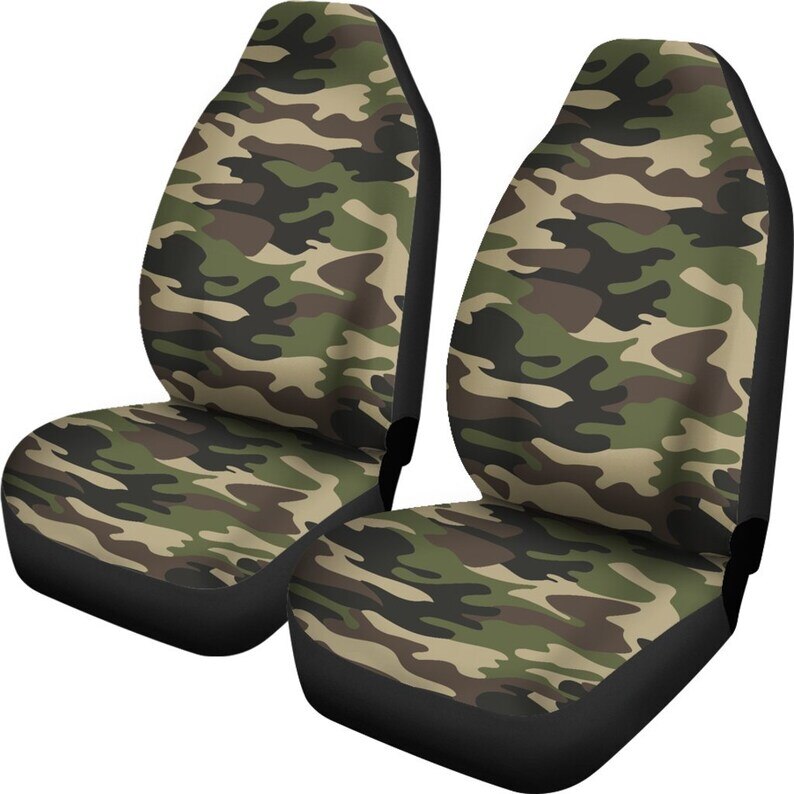 Army Green Camouflage Car Seat Covers Pair, 2 Front Car Seat Covers, Seat Cover for Car, Car Seat Protector, Car Accessory