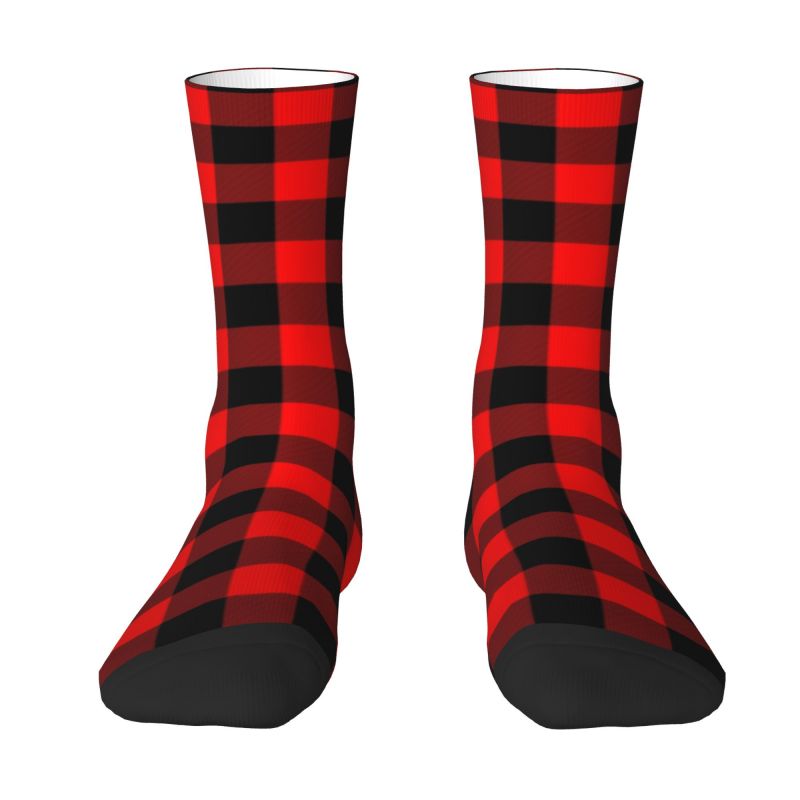 Black Tartan Plaid Unisex Socks-Multiple Options