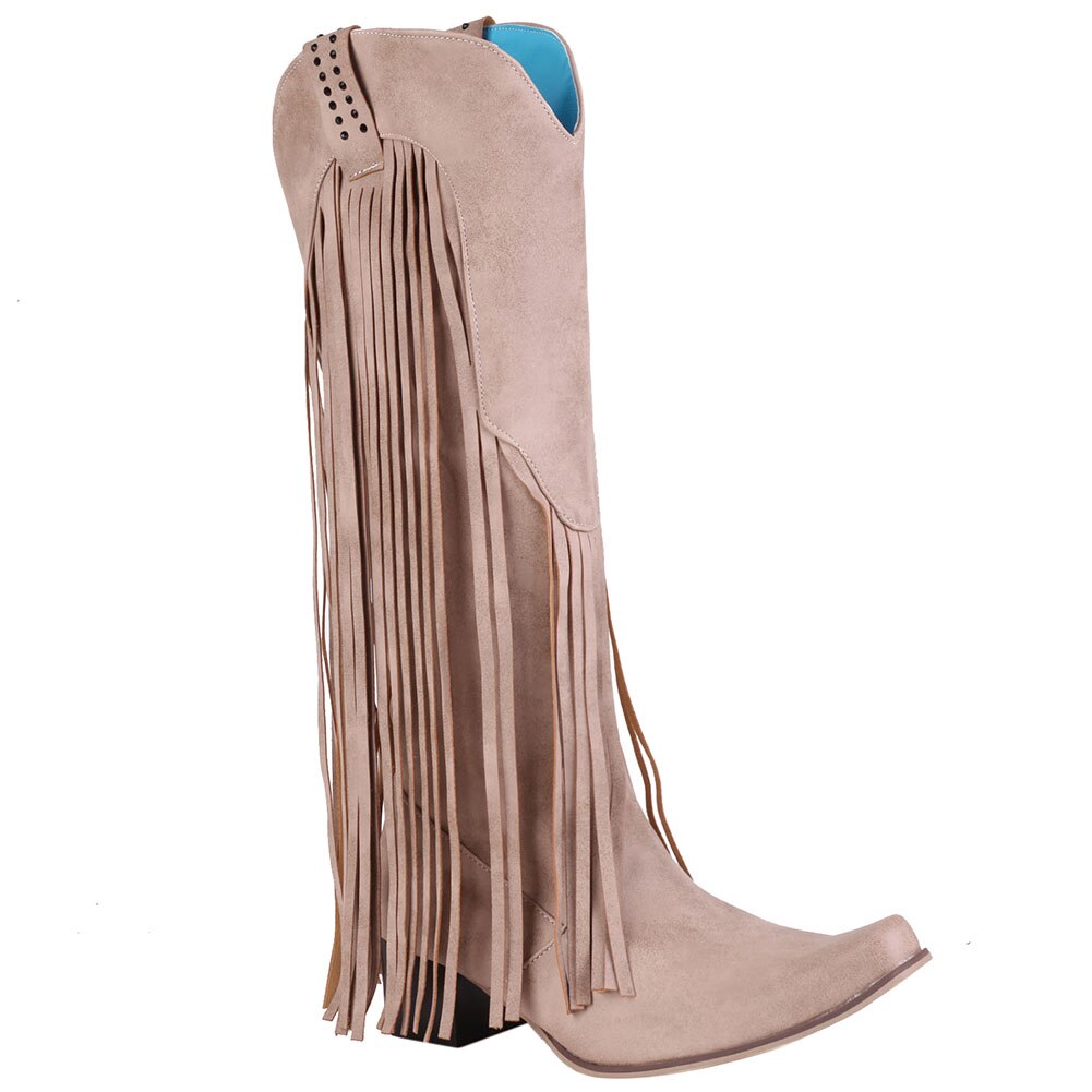 Cowboy Western Boots Fringe Stacked Heels Wide Calf Retro Riding Boots-Multiple Options