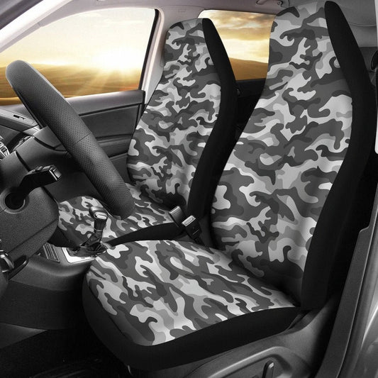 Grey Camouflage Car Seat Covers Pair, 2 Front Car Seat Covers, Seat Cover for Car, Car Seat Protector, Car Accessory