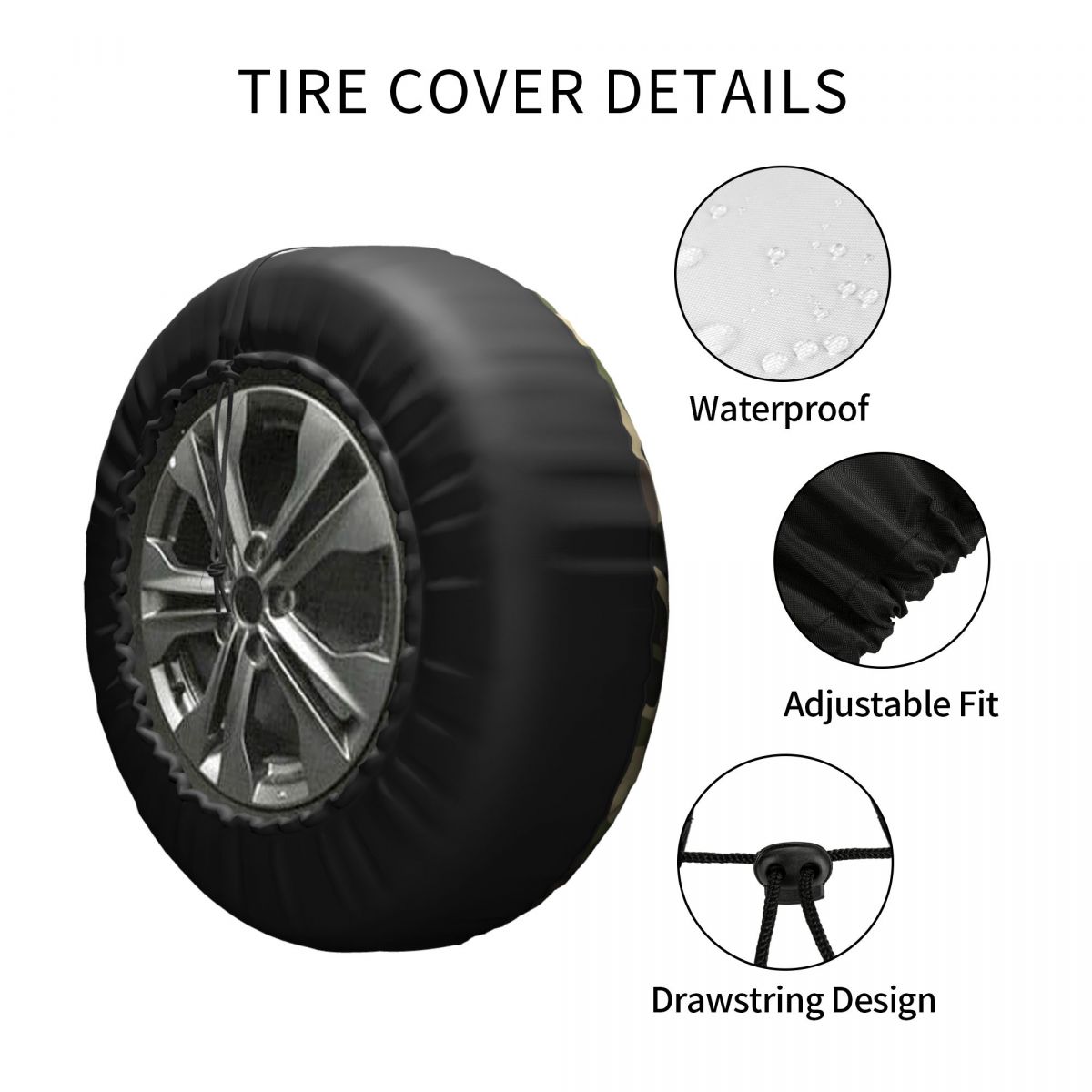 Green Brown Military Camouflage Spare Tire Cover-Multiple Options