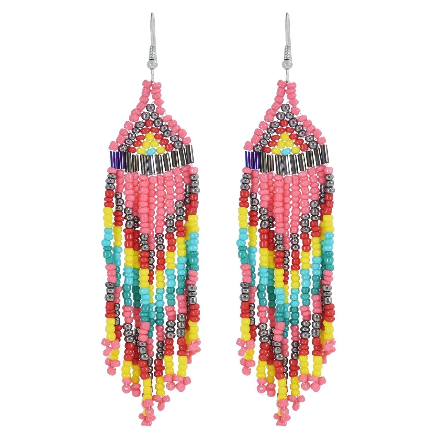 Beaded Bib Statement Choker Necklace/Earrings/Set-Multicolor