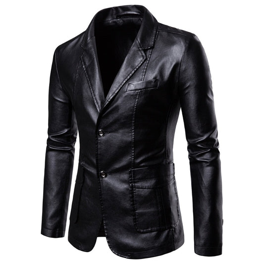 Faux Leather Blazer Jacket Coat-PU/Multiple Options