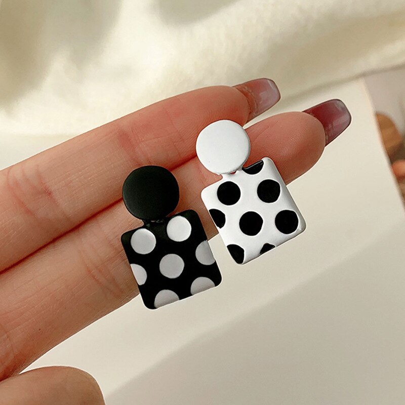 Black White Striped Drop Earrings-Multiple Options