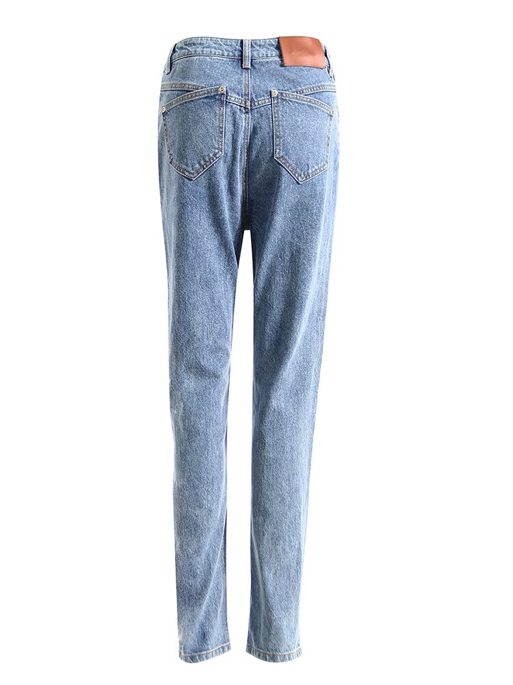 High Waist Denim Pencil Jean Pants-Blue