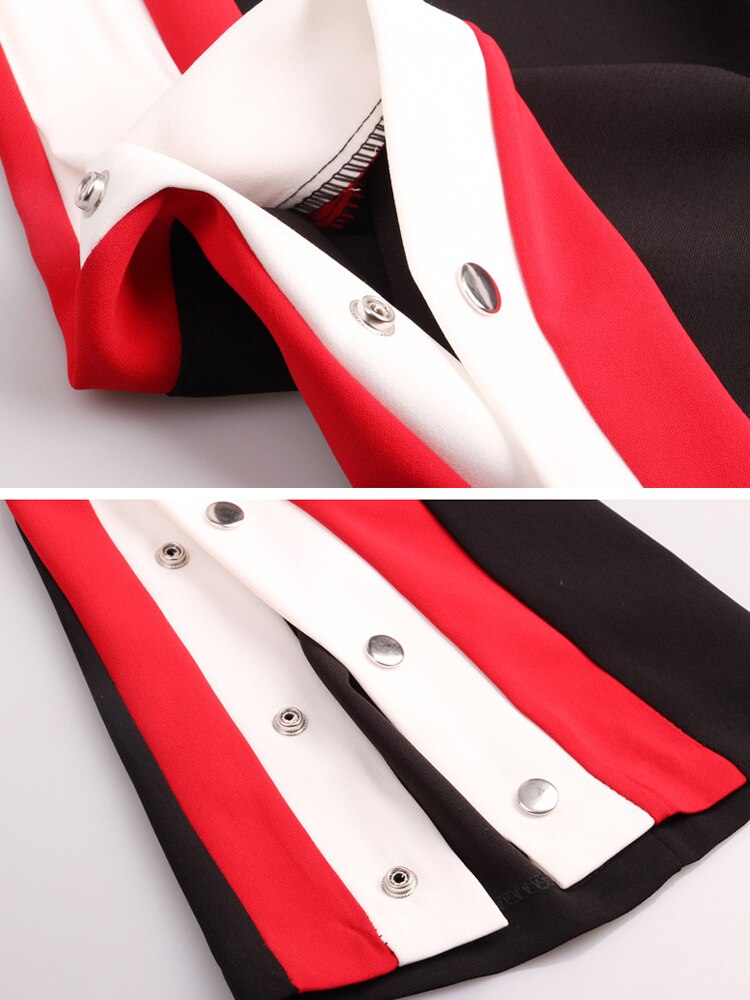 High Waist Striped Colorblock Pants-Multi