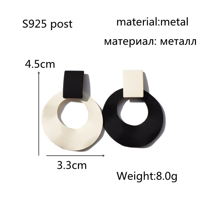 Black White Striped Drop Earrings-Multiple Options
