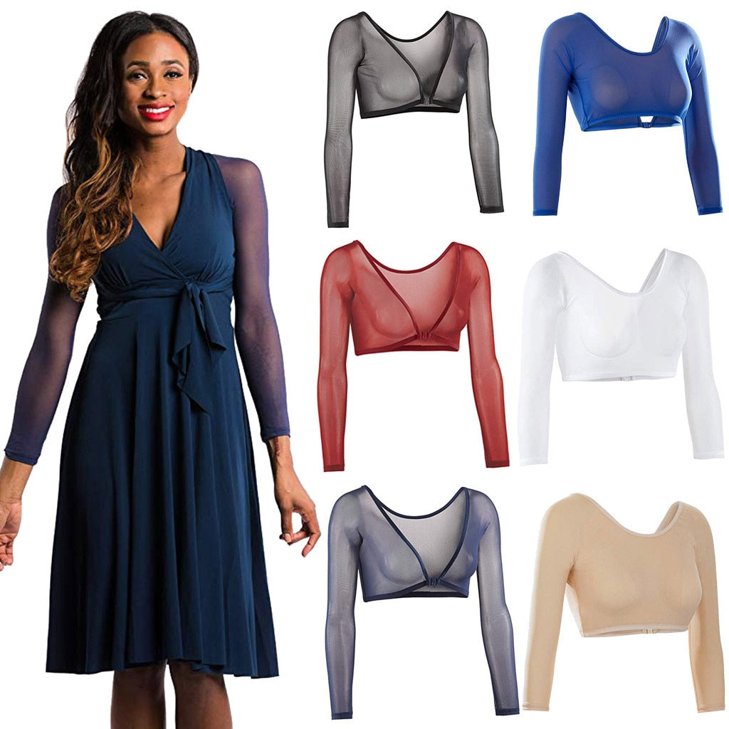 Long Sleeve Sheer Mesh Crop Top-Multiple Options