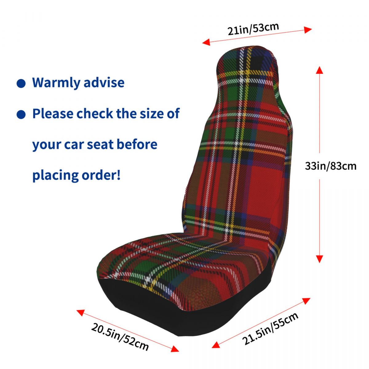 Classic Tartan Plaid Royal Stewart Scottish Car Seat Cover Custom Printing Universal Front Protector Accessories Cushion Set
