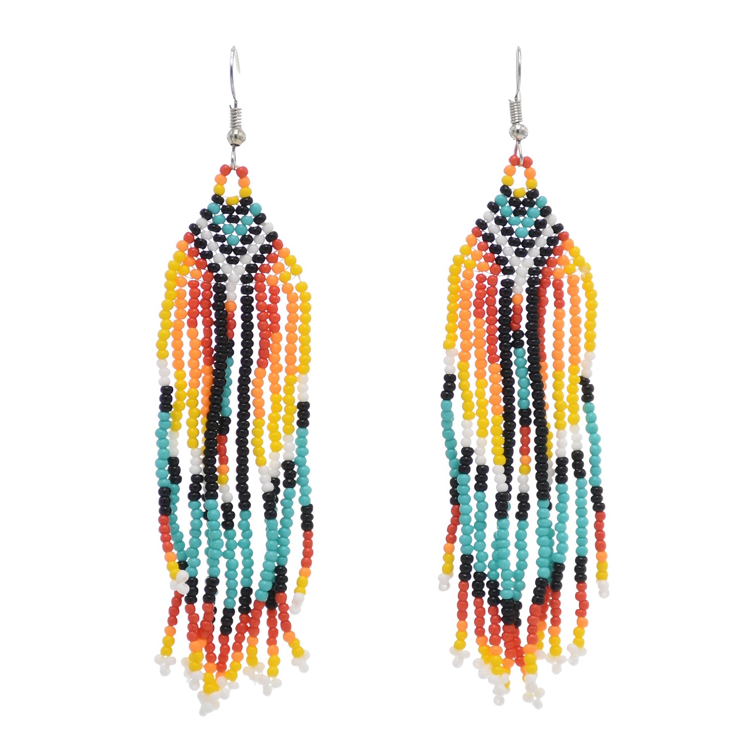 Beaded Bib Statement Choker Necklace/Earrings/Set-Multicolor