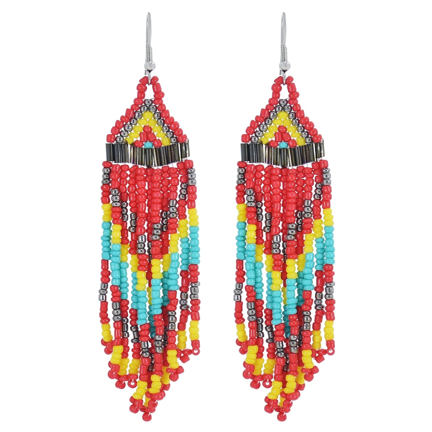 Beaded Bib Statement Choker Necklace/Earrings/Set-Multicolor