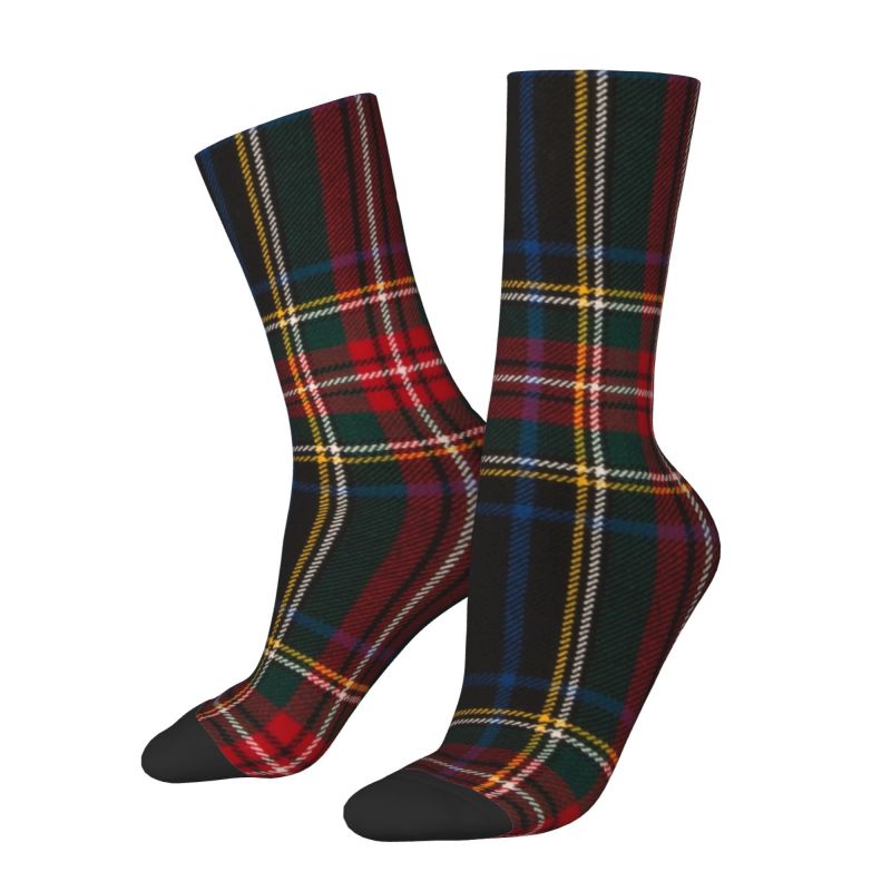 Black Tartan Plaid Unisex Socks-Multiple Options