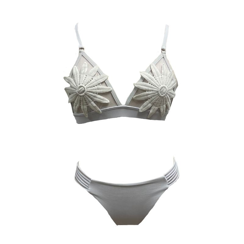 Mesh Lace Flower Low Waist Brazilian Bikini-Multiple Options