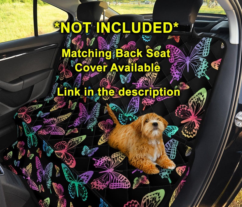 Colorful Butterflies Black Car Seat Covers Pair, 2 Front Seat Covers, Car Seat Protector, Car Accessories
