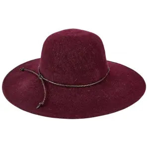 San Diego Hat Company Knit Floppy w/ Faux Leather Knot Trim Hat -Wine