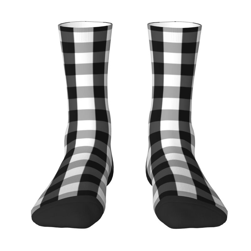 Black Tartan Plaid Unisex Socks-Multiple Options