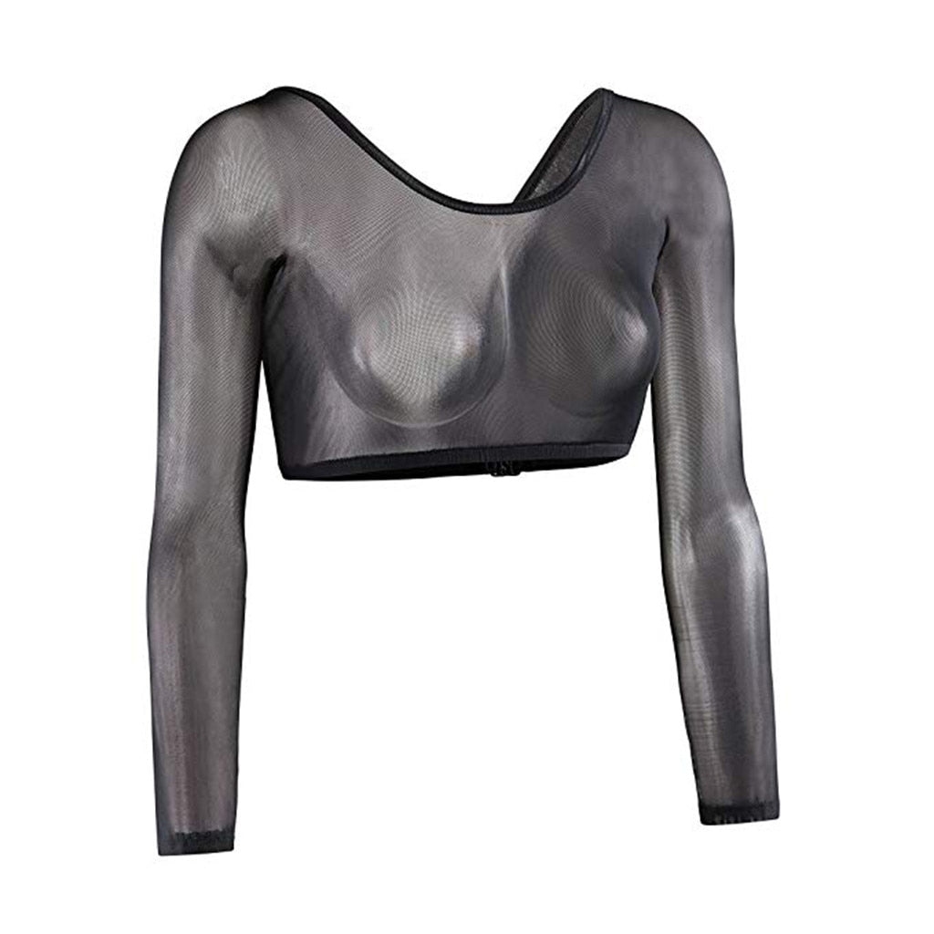 Long Sleeve Sheer Mesh Crop Top-Multiple Options