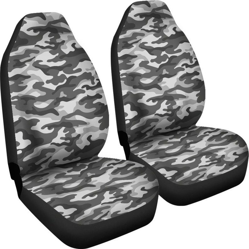 Grey Camouflage Car Seat Covers Pair, 2 Front Car Seat Covers, Seat Cover for Car, Car Seat Protector, Car Accessory