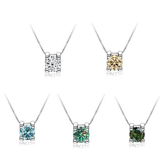 925 Sterling Silver Moissanite Pendant Necklace-Multiple Options
