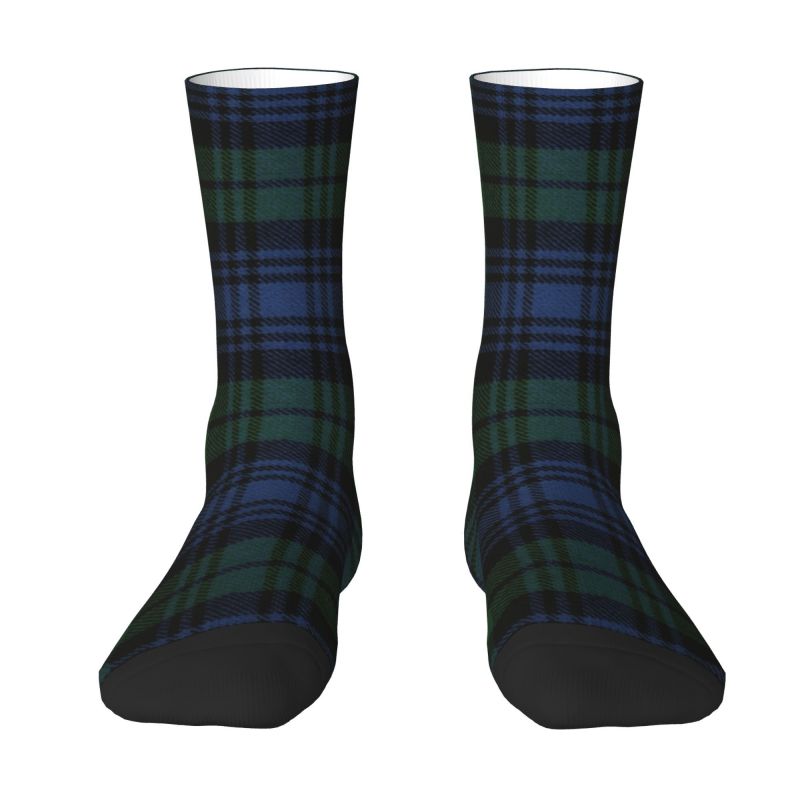 Black Tartan Plaid Unisex Socks-Multiple Options