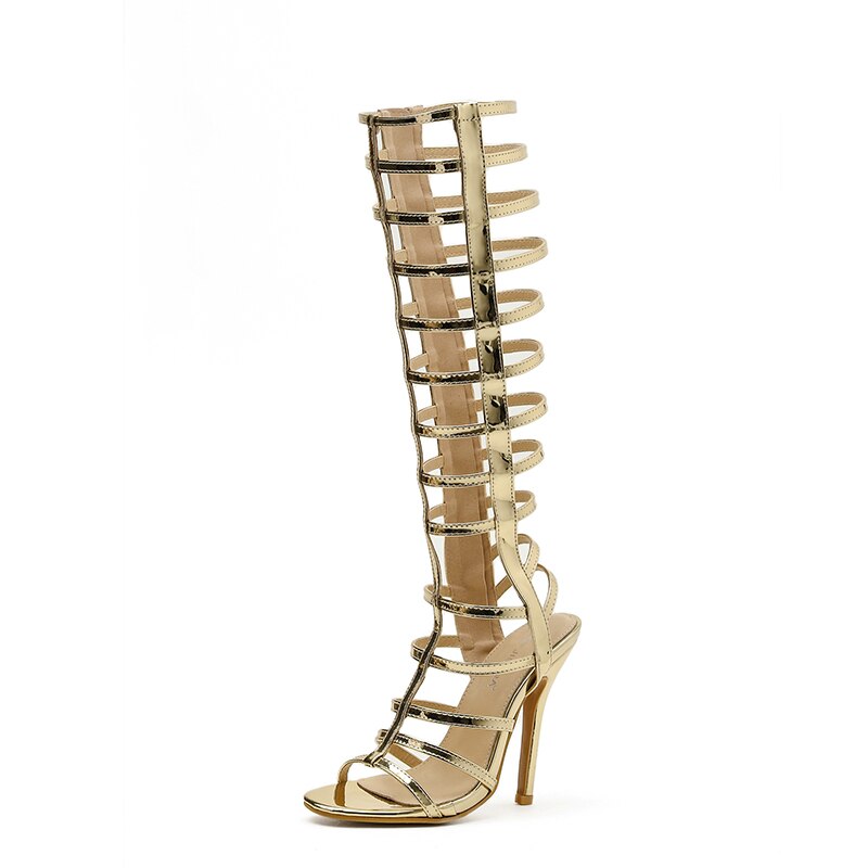 Round Peep Toe Gladiator Knee High Heels-Multiple Options