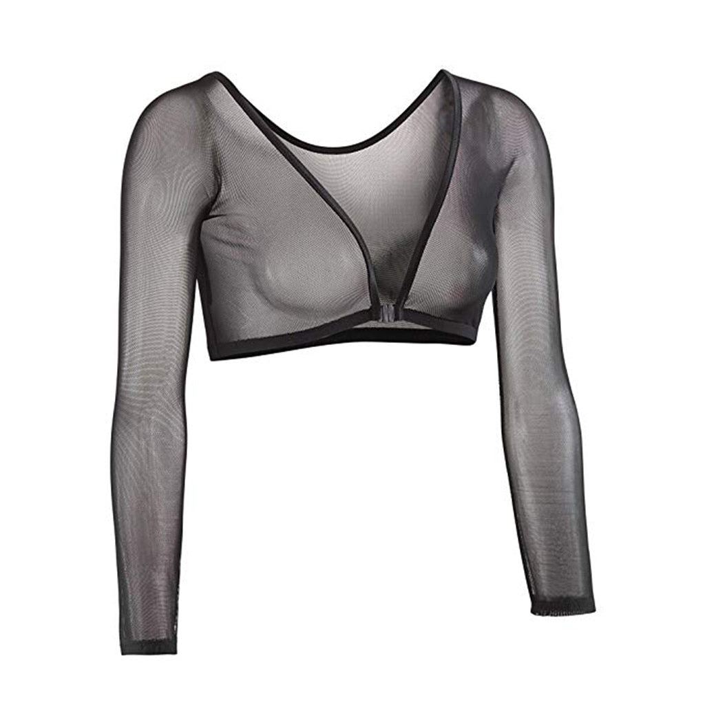 Long Sleeve Sheer Mesh Crop Top-Multiple Options