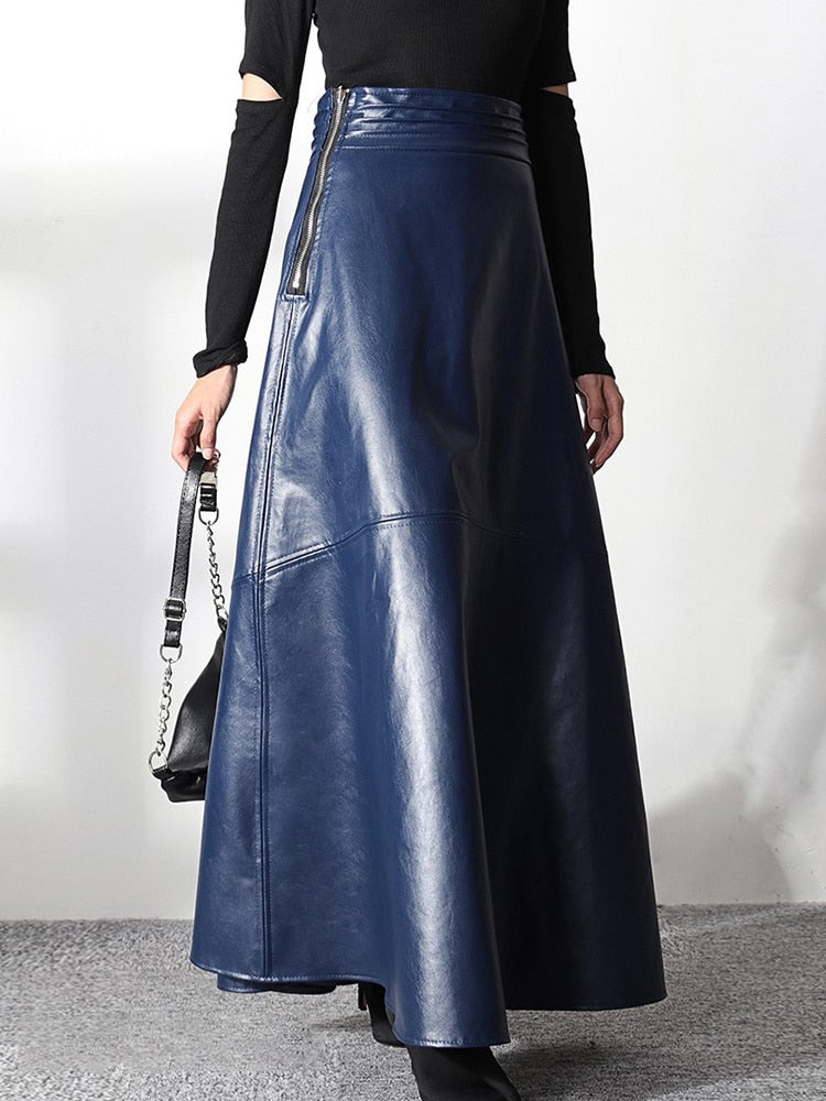 Faux Leather High Waist Midi Skirt-Multiple Options