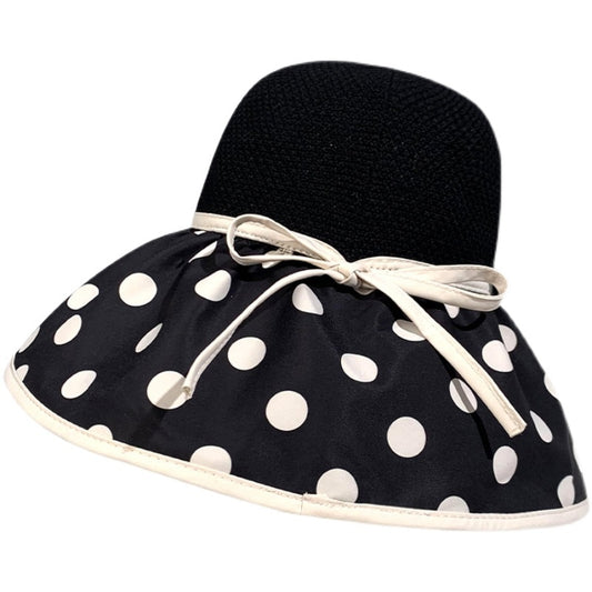 Polka Dot Bow Bucket Hat-Black/White