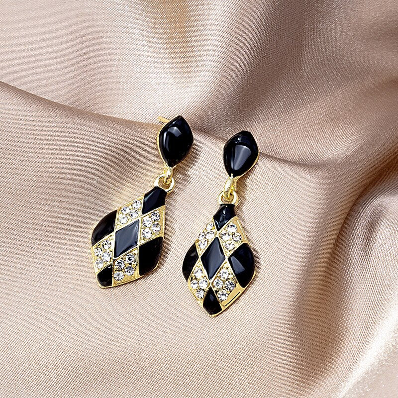 Black White Striped Drop Earrings-Multiple Options