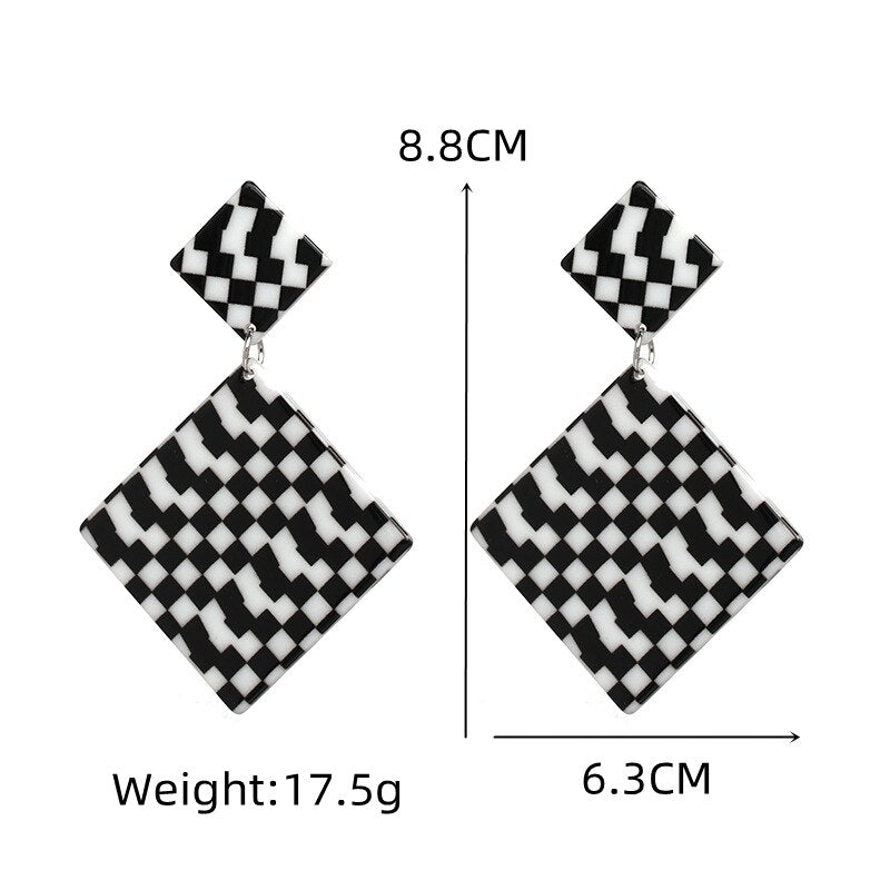 Black White Striped Drop Earrings-Multiple Options