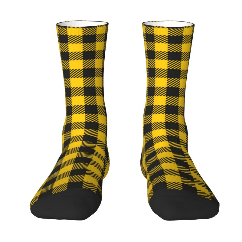 Black Tartan Plaid Unisex Socks-Multiple Options