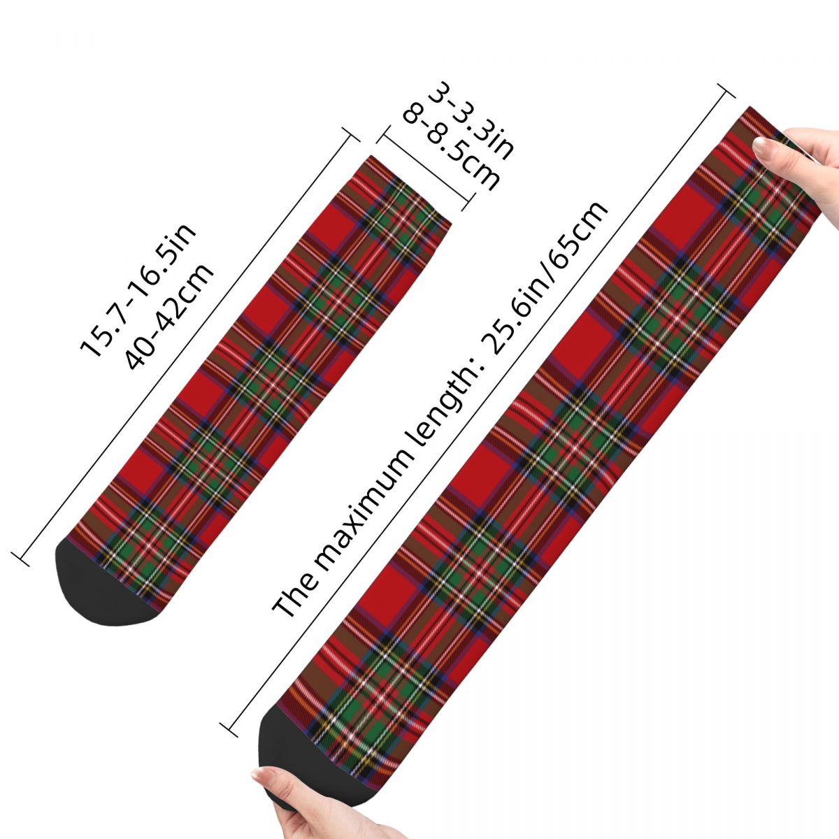 Tartan Plaid Black Red Unisex Tube Socks