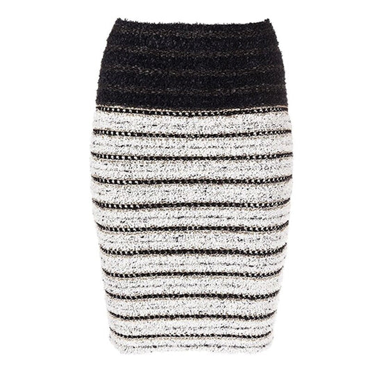 Knit Skirt-Black Striped