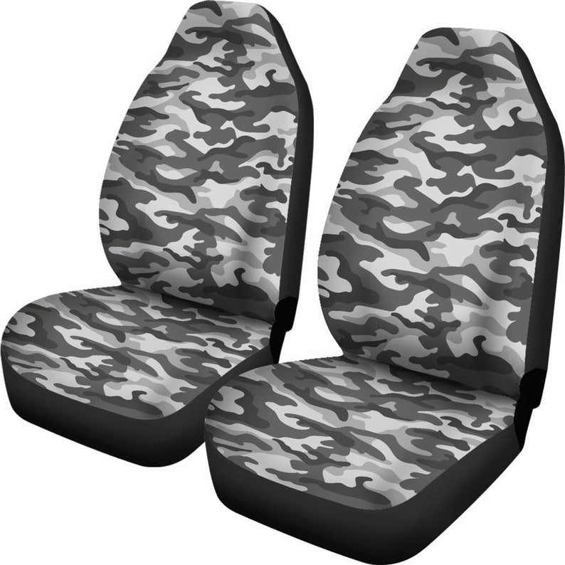 Grey Camouflage Car Seat Covers Pair, 2 Front Car Seat Covers, Seat Cover for Car, Car Seat Protector, Car Accessory