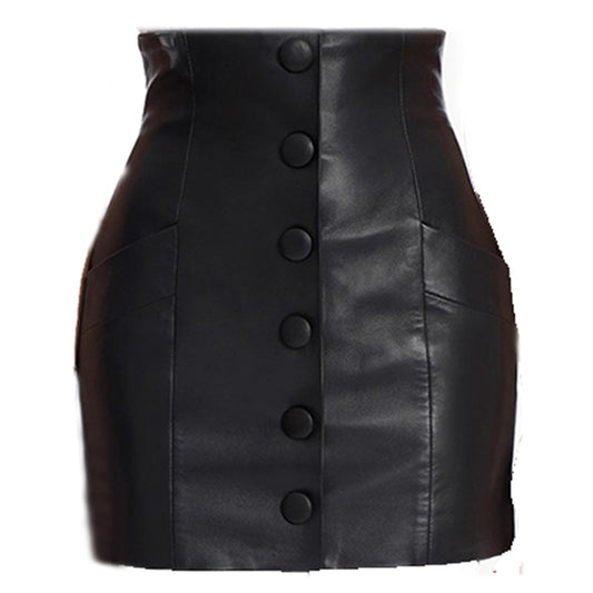 Faux Leather PU Skirt-Black